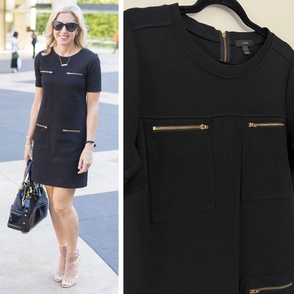 J. Crew Wool Blend Capsule Classic Edgy Minimalist Gold Zip Shift Dress 8 M - Picture 1 of 10